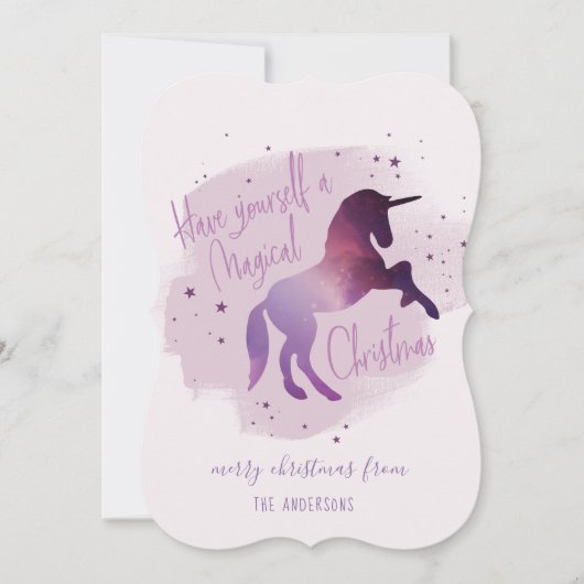 Magische kerstgalaxy unicorn feestdagenkaart (Voorkant)