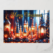 Magische kerstkaarsen Tafellepel Folie Feestdagenkaart (Voorkant)