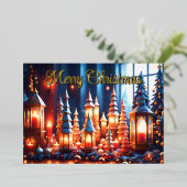 Magische kerstkaarsen Tafellepel Folie Feestdagenkaart (Staand Voorkant)