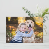 Magische kerstkalligrafie Foto Feestdagenkaart (Staand voorkant)