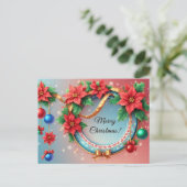 Magische Kerstkrans 🎄✨Lint Vakantieglans Feestdagenkaart (Staand voorkant)