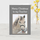 Magische kerstleraar wenst witte paarden kaart (Gele Bloem)