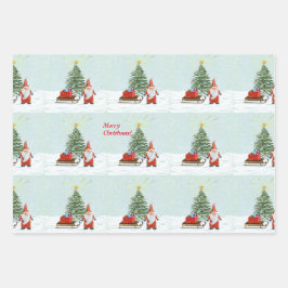 Magische Kerstman Kabouter Inpakpapier Set Vel