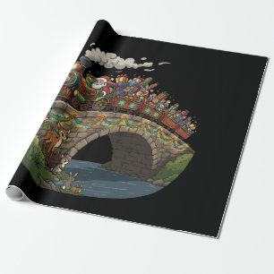 Magische Kerstman Kerstexpress Trein & Bosland Cadeaupapier
