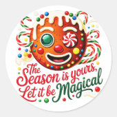 Magische Kerstman Kerststickers Ronde Sticker (Voorkant)