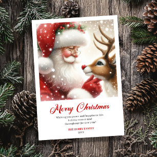 Magische Kerstman met Rendier Rudolph Klassieke Ke Feestdagenkaart