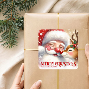Magische Kerstman Rudolph Persoonlijke Kerst Kinde Vierkante Sticker
