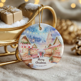 Magische Kerstmarkt Winter Wonderland Keramisch Ornament