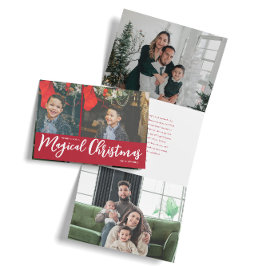 Magische Kerstmis Fotocollage Drieluik Wenskaart