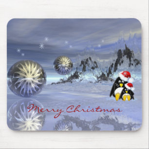 magische kerstmis mousepad met pinguïns muismat
