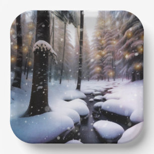Magische Kerstmis Woodland Papieren Bordje