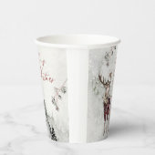 Magische Kerstmisscène Rustiek Bos Herten Papieren Bekers (Rechts)