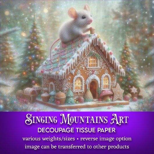 Magische Kerstmuis & Snoep Huis Decoupage Tissuepapier