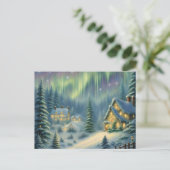 Magische kerstnacht in het bos onder de sterren feestdagenkaart (Staand voorkant)