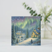 Magische kerstnacht in het bos onder de sterren feestdagenkaart (Staand voorkant)