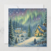 Magische kerstnacht in het bos onder de sterren feestdagenkaart (Voorkant)