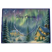 Magische kerstnacht in het bos onder de sterren groot cadeauzakje (Voorkant)