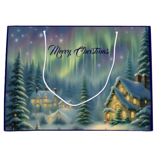 Magische kerstnacht in het bos onder de sterren groot cadeauzakje (Voorkant)