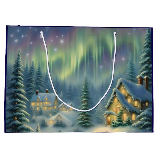 Magische kerstnacht in het bos onder de sterren groot cadeauzakje (Achterkant)