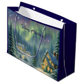 Magische kerstnacht in het bos onder de sterren groot cadeauzakje (Voorkant Gekanteld)