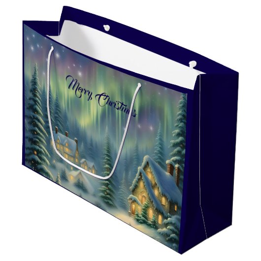Magische kerstnacht in het bos onder de sterren groot cadeauzakje (Voorkant Gekanteld)