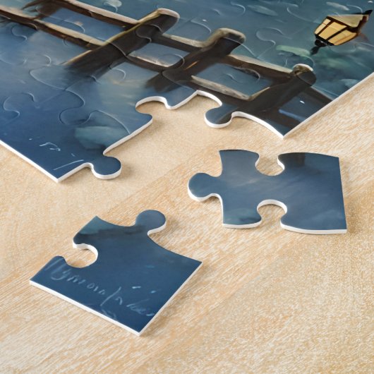 Magische kerstnacht in het bos onder de sterren legpuzzel (Zijkant)