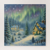 Magische kerstnacht in het bos onder de sterren legpuzzel (Verticaal)