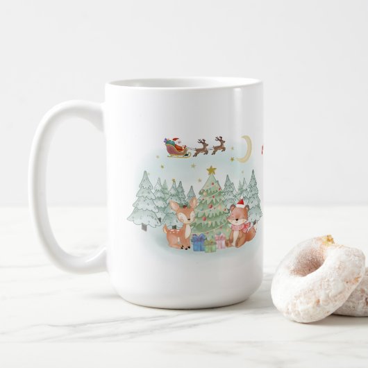 Magische kerstnacht in het winterbos koffiemok (Met donut)