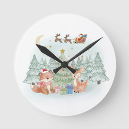 Magische kerstnacht in het winterbos ronde klok
