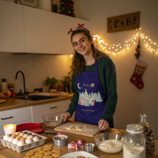 Magische kerstnacht in het winterbos schort