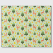 Magische Kerstrendieren Groene Boom en Sterren Cadeaupapier (Vlak)
