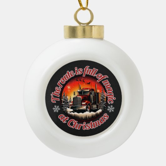 Magische kerstroute voor truckers keramische bal ornament (Voorkant)
