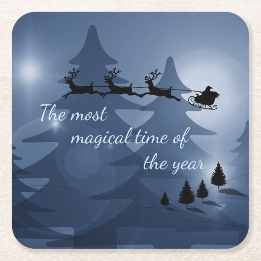 Magische kerstscène kartonnen onderzetters (Voorkant)