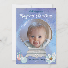 Magische Kerstsneeuwbol Feestdagenkaart