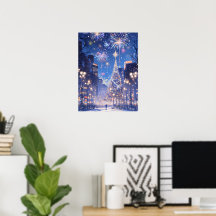 Magische Kerststad Vuurwerk Nacht