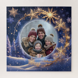Magische kersttijd - gouden sneeuwvlokken, foto legpuzzel