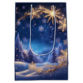 Magische kersttijd - gouden sneeuwvlokken, foto medium cadeauzakje (Achterkant)