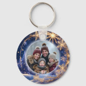 Magische kersttijd - gouden sneeuwvlokken, foto sleutelhanger (Voorkant)