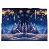 Magische kersttijd - gouden sneeuwvlokken, groot cadeauzakje (Achterkant)