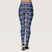 Magische kersttijd - gouden sneeuwvlokken op blauw leggings (Achterkant)
