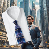 Magische kersttijd - gouden sneeuwvlokken op blauw stropdas