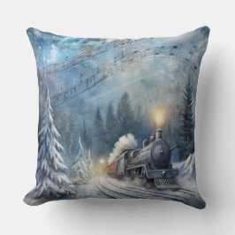 Magische Kersttrein Kussen – Vintage Winter