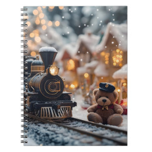 Magische kersttrein met teddybeer notitieboek