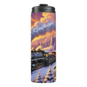 Magische Kersttrein Winterlandschap Thermosbeker (Voorkant)