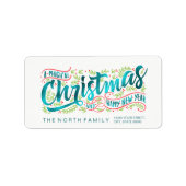 Magische kersttypografie Horizontale TealID441 Etiket (Voorkant)