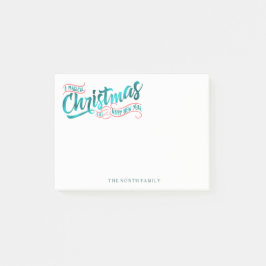 Magische kersttypografie V2 Blauwgroen ID441 Post-it® Notes