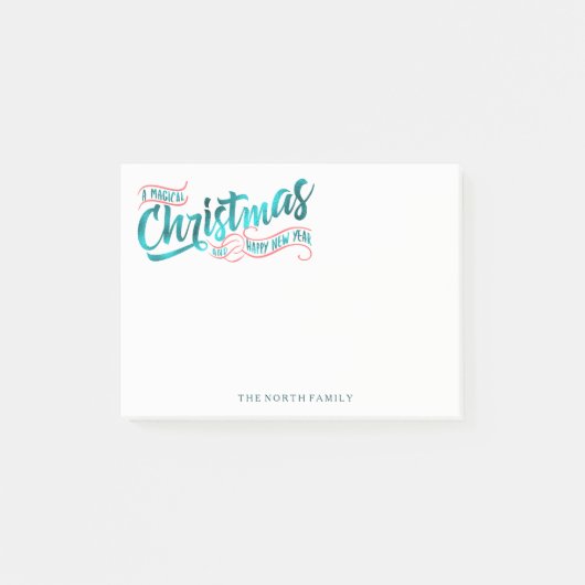 Magische kersttypografie V2 Blauwgroen ID441 Post-it® Notes (Voorkant)
