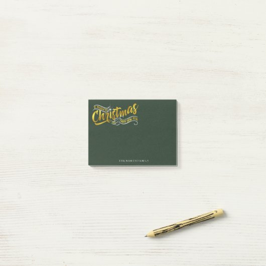 Magische kersttypografie V2 Gold ID441 Post-it® Notes (Op bureau)