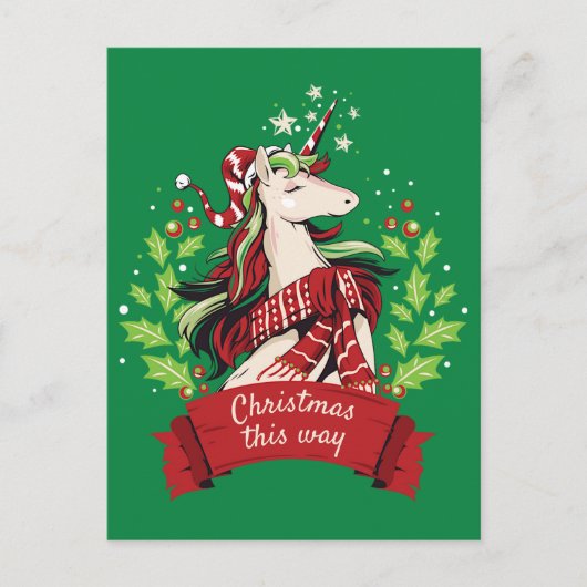 Magische kerstunicorn briefkaart (Voorkant)