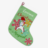 Magische kerstunicorn Dabbing Grote Kerstsok (Voorkant (Hangend))